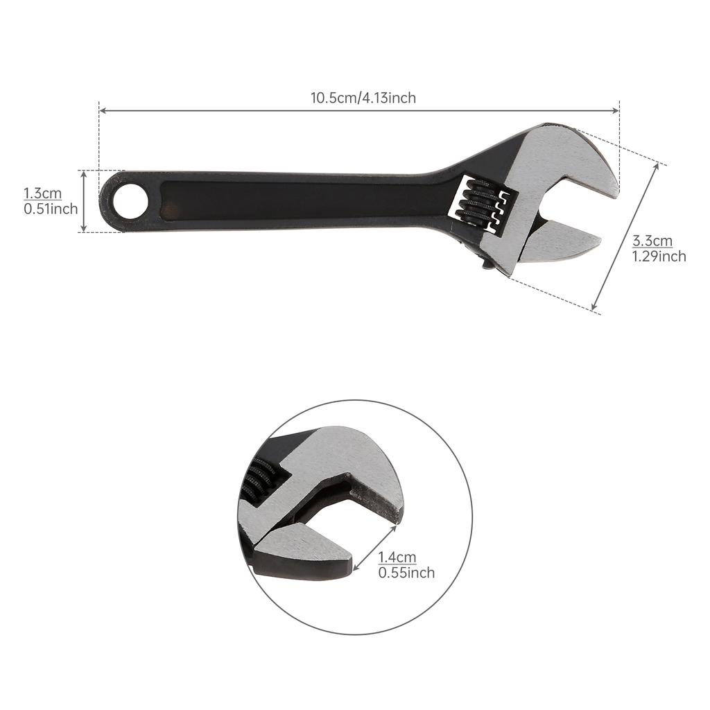 4 / 6 / 8 / 10 Inch Clear Scale Ruler Adjustable Wrench with Maximum Gripping Power, Heavy Duty Drop Forged Steel Open End Wrench