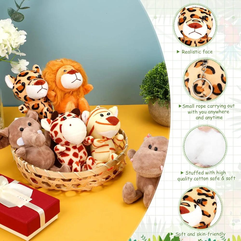 12-36 шт. маленьких мягких игрушек Safari, 12 см, мини-плюшевые игрушки в виде животных джунглей для вечеринок, подарков на день рождения, детский душ