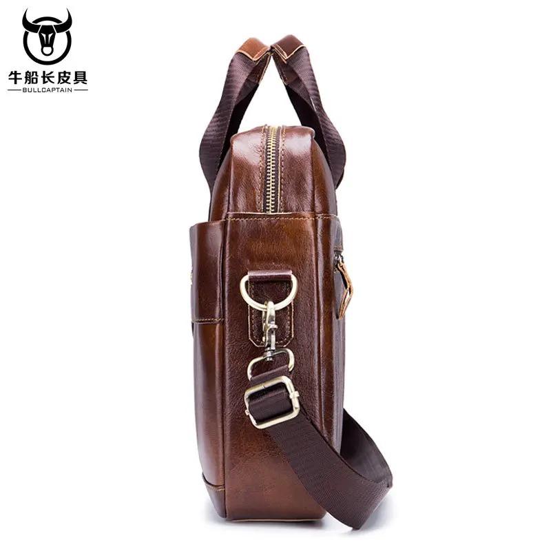 BULLCAPTAIN 2024 New Real Leather Vintage Men's Messenger Bag/casual Business Bag Fashion Cowhide Male Commercial Briefcase