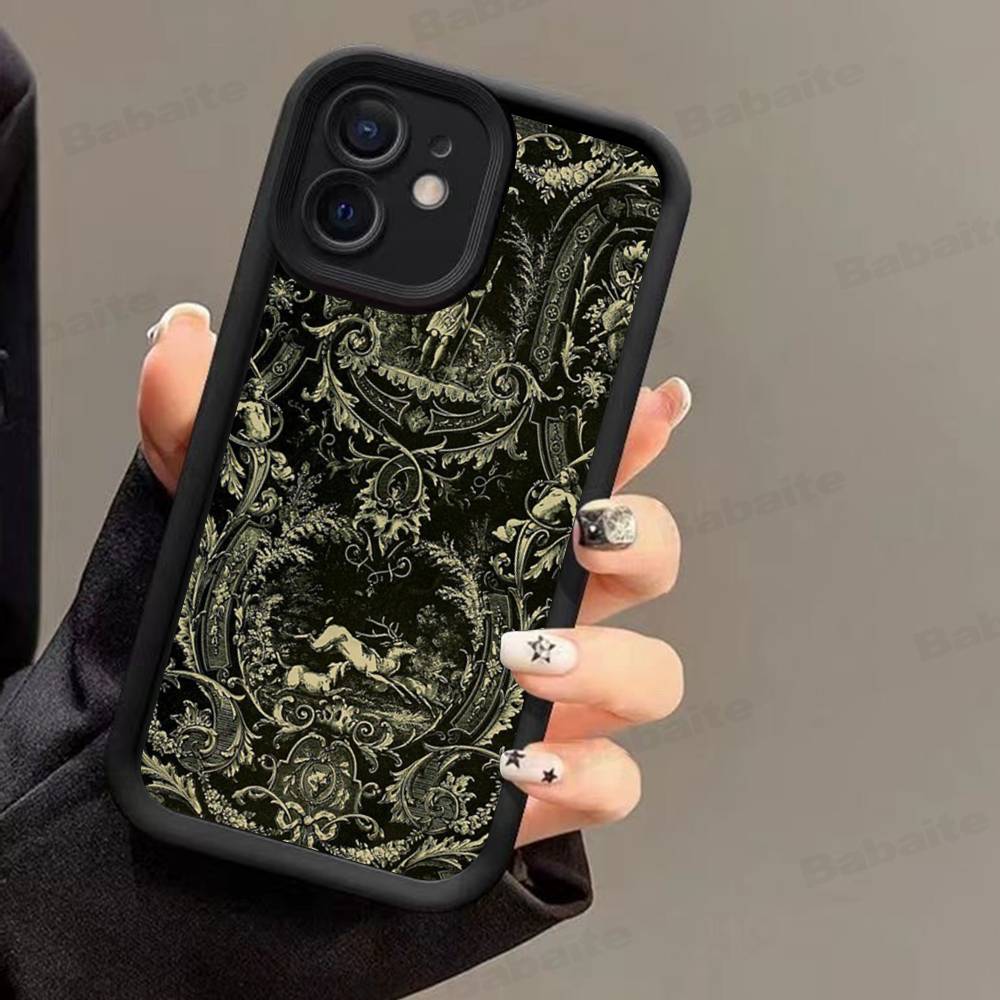 Американский Роскошный Винтажный Узор Чехол для Телефона Для IPhone 17 16 15 14 13 12 11 Pro Max Mini Plus Мягкая Задняя Крышка из ТПУ