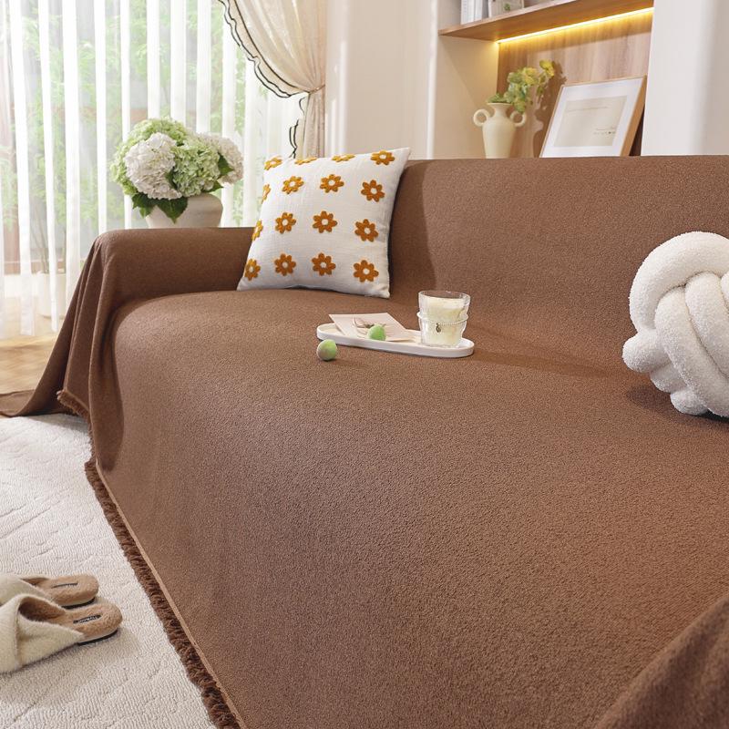 Современный минималистичный чехол на диван из шенилла в елочку, всесезонное нескользящее одеяло