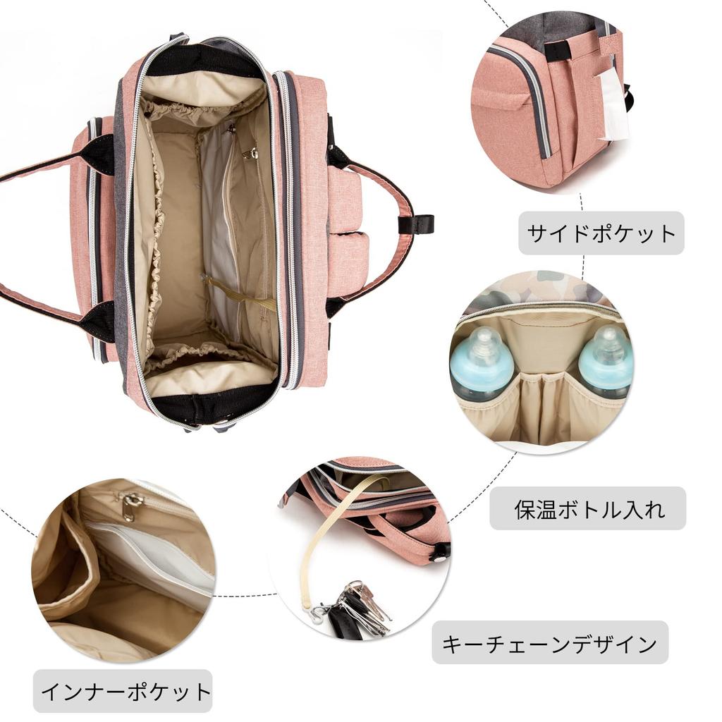 Складной 14 больших подогреваемых влажных и сухих предметов для зарядки через USB для детей. Подготовка к рождению ребенка. В комплекте серый розовый [FANDARE] Сумка для матери, рюкзак, детская кроватка, карманы,