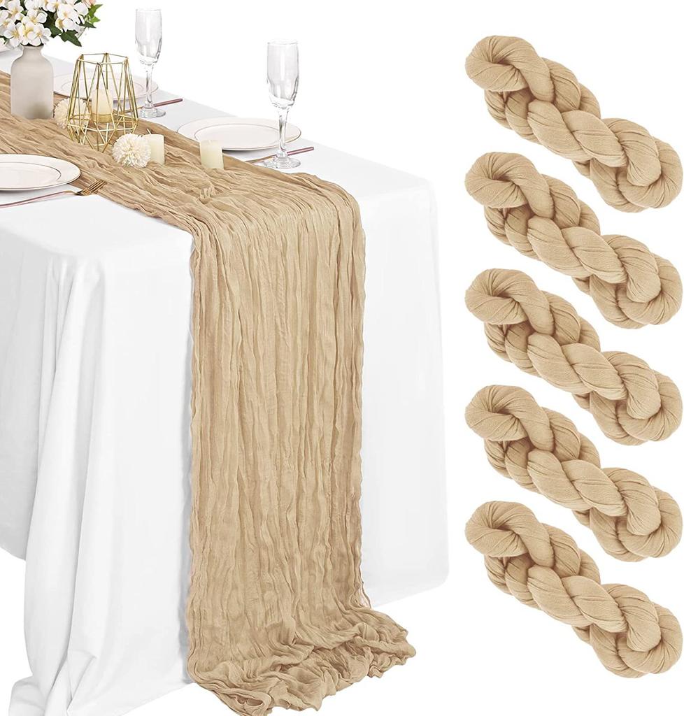 20/10/6Pcs Voile Wedding Decorations Table Runner Rustic Boho Gauze Crepe for Home Birthday Christmas Holiday Bridal Shower