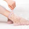 1 пара дышащих ультратонких носков, летние женские прозрачные кружевные шелковые носки с кристаллами розы для девочек, женские эластичные короткие носки