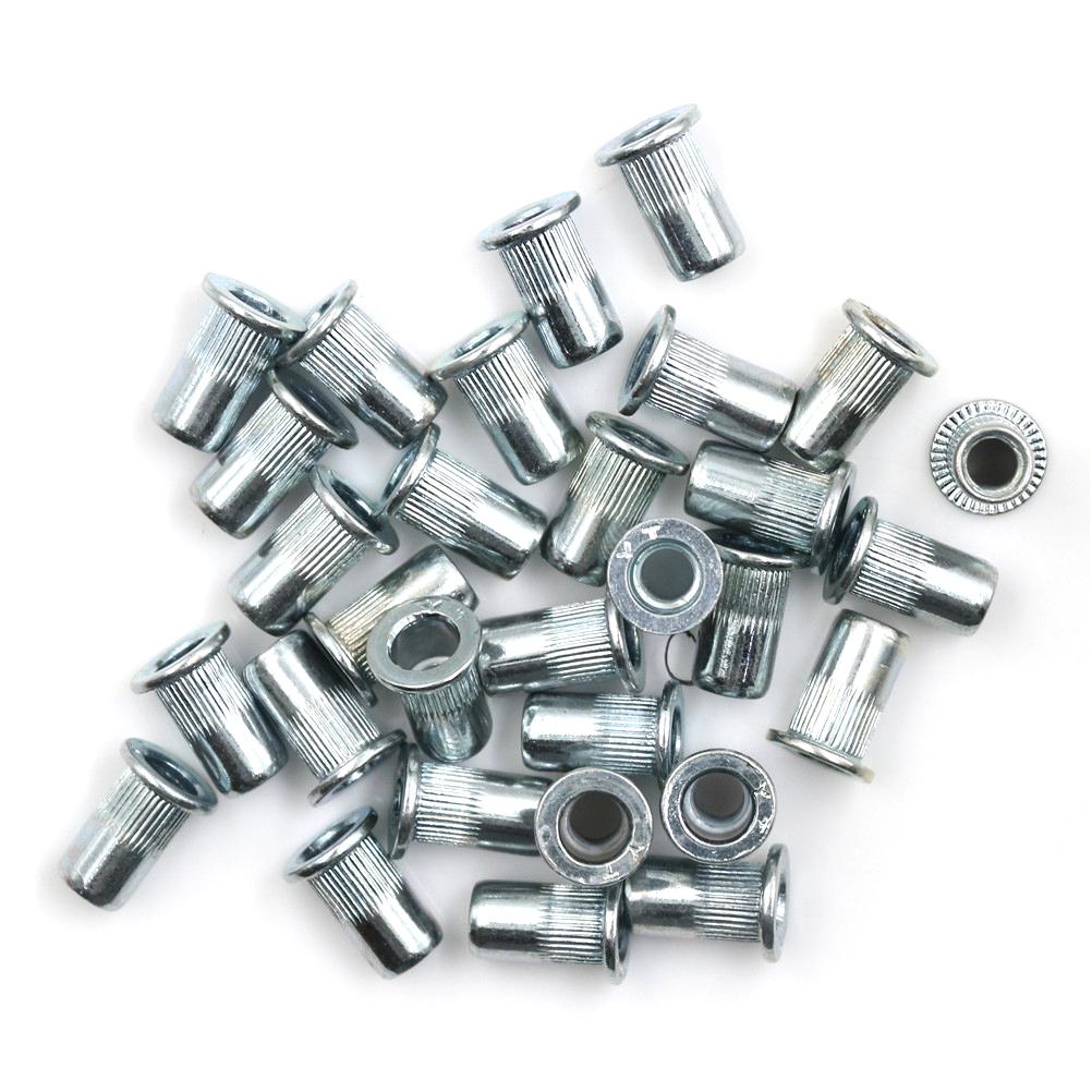 10Pcs White Zinc Rivet Nut Alloy Rivnut Flat Head Threaded Rivet Insert Nutsert Cap Rivet Nut M3 M4 M5 M6 M8 M10 M12