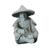 Fisherman Ornament Resin Unique Light Gray Old Man Fishing Statues for Rock Garden Ecological Fish Tank Micro Landscape