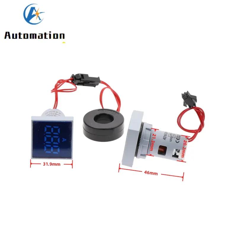 22MM 0-100A Digital Ammeter Current Meter/Voltage Meters Indicator Led Lamp Square Signal Light AC20-500V