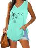 Women Fashion V Neck Printed Sleeveless Top Summer Casual Pullover Loose Tank Top
