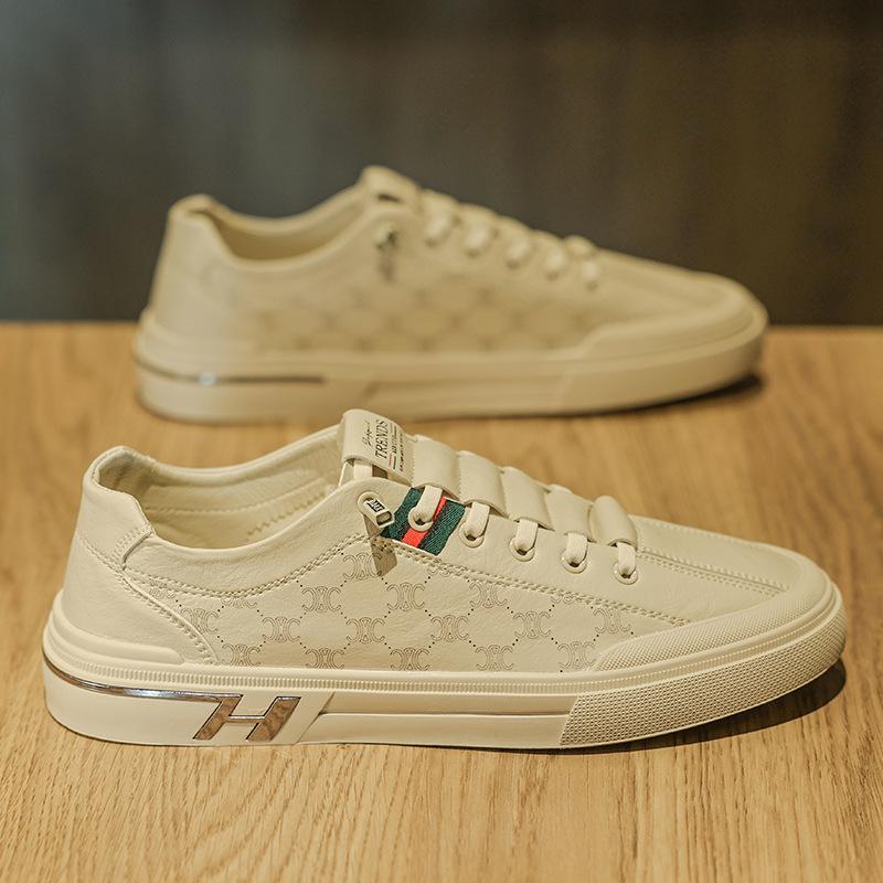 Летняя мужская обувь, дышащая, новая, универсальная, спортивная, белая, мужская, повседневная, кожаная обувь, модная обувь