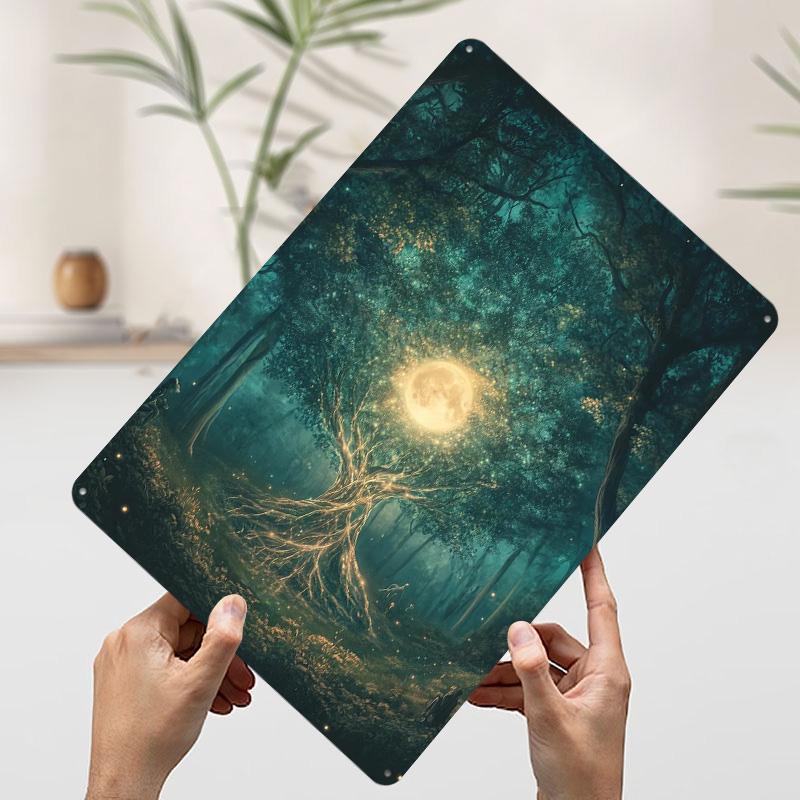 Enchanted Forest Tree Poster Customized Wall Art Vintage Metal Signs Retro Tin Plaque for Man Cave Modern Home Decoration Luxury