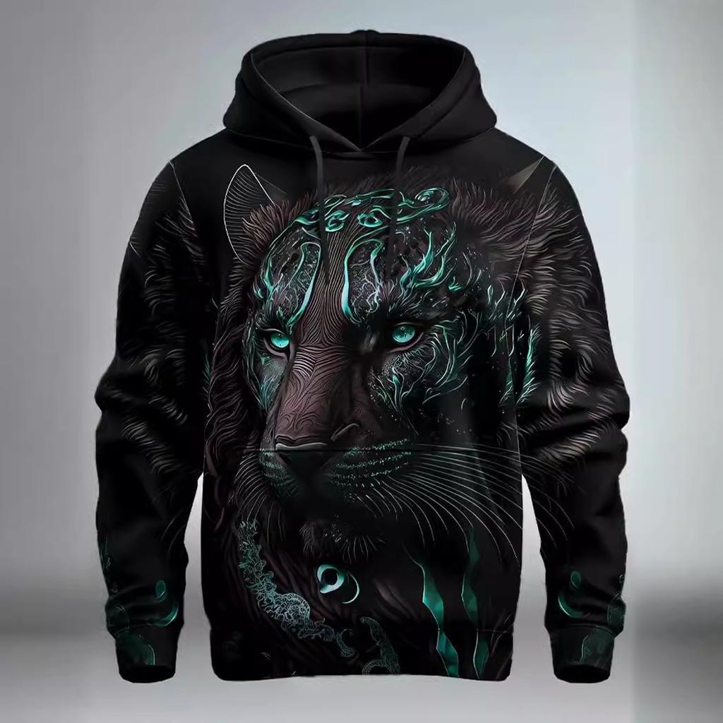 Весна-Осень 3D-принт с изображением льва, мужская толстовка с капюшоном, удобная ретро-толстовка с длинным рукавом, пуловеры, модные повседневные свободные топы