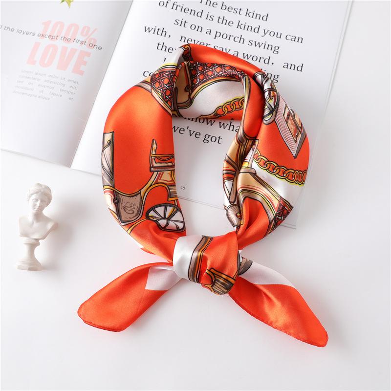 60cm Women'S New Versatile Simulated Silk Neck Protection Sunscreen Small Square Scarf Professional Scarf Headscarf