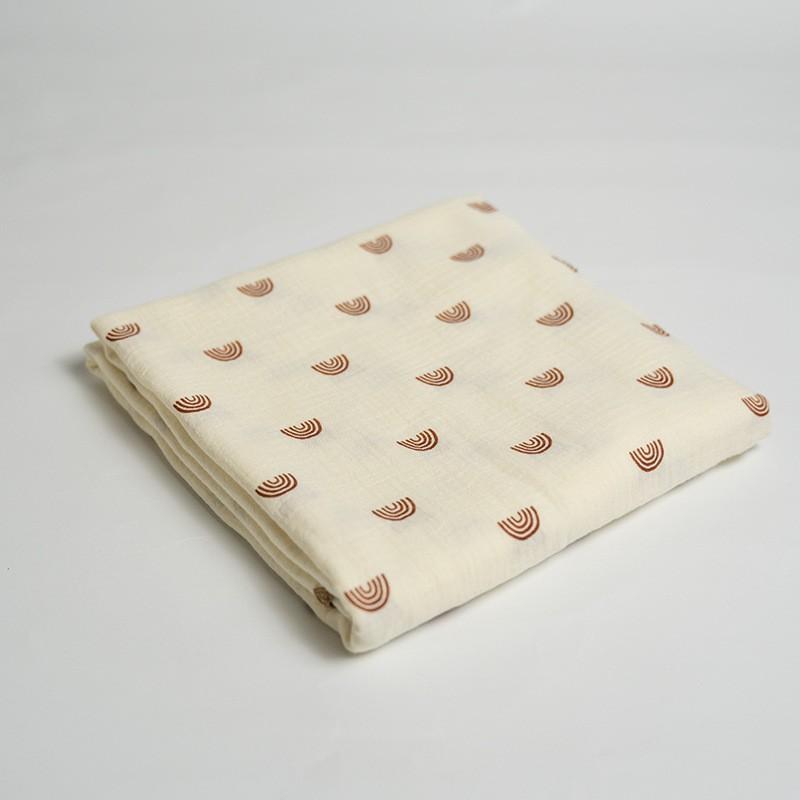 Soft 4-Layer Cotton Muslin Blanket Baby Toddler Nap Time Washable Towel Wrap With Scallop Edge 110x110cm