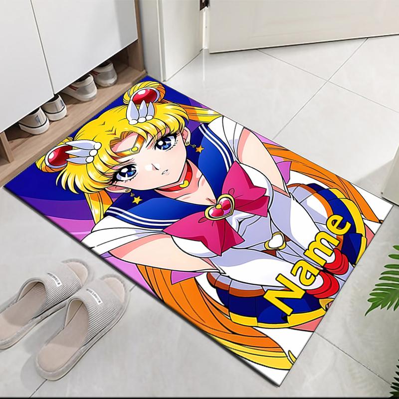 Custom Name Sailor Moon Printed Carpet, for Office Chair Living Room Bedroom Kitchen Room Decor Gifts.