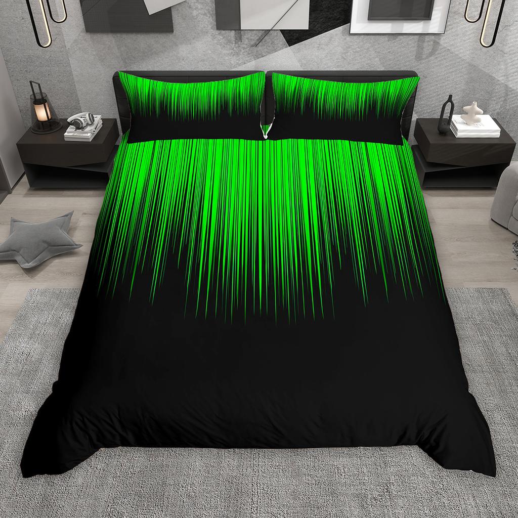 Comforter Homewish Gradient Lines 2Pcs/3Pcs Neon Red Gray Cyan Bedding Set Black Green Blue Pink Comforter Set