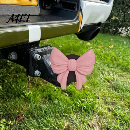 Trailer Hitch Cover Princess Bow Cover, Cute 3D Printed Towel Coupler Cap, Decorative Dust Plugs for SUV Truck, Car Accessory Women Fabric Style