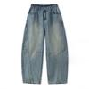 American Pleated Trendy Scimitar Jeans Men's Hip-hop Japanese Water-washed Silhouette Trousers