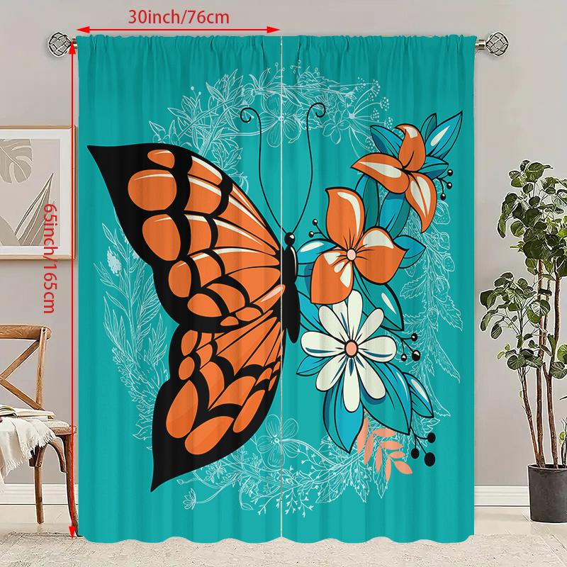 2 шт. - Бабочка - занавеска с принтом - материал полиэстер - для спальни, гостиной, кабинета, занавеска, препятствующая приватности