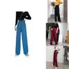 Stylish High-waist Suit Pants In Solid Colors For Casual Wide-leg Comfort