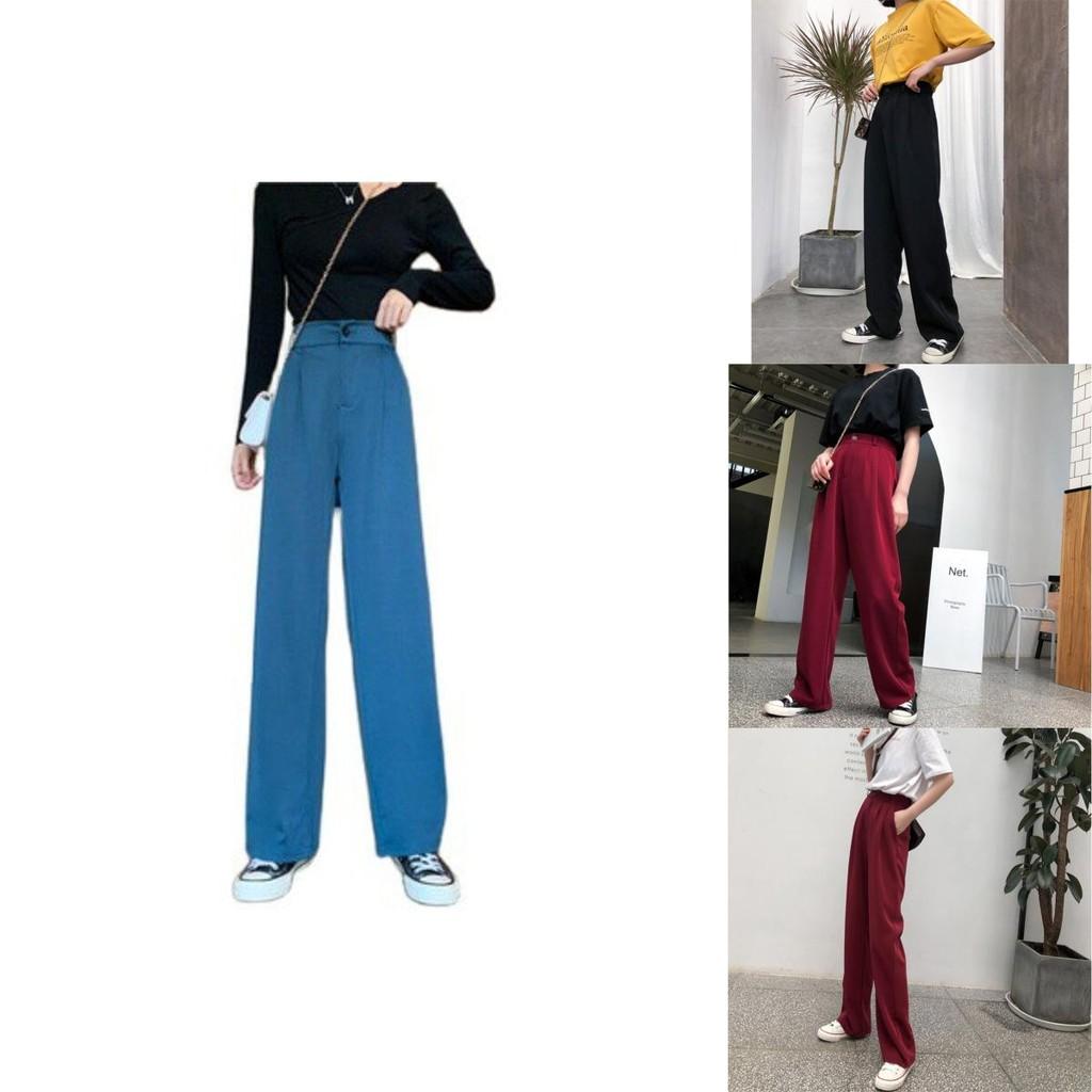 Stylish High-waist Suit Pants In Solid Colors For Casual Wide-leg Comfort