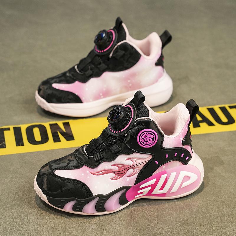 Амортизирующие кожаные баскетбольные кроссовки для мальчиков | Нескользящие, легкие спортивные кроссовки для детей старшего возраста, Осень/Зима 2025