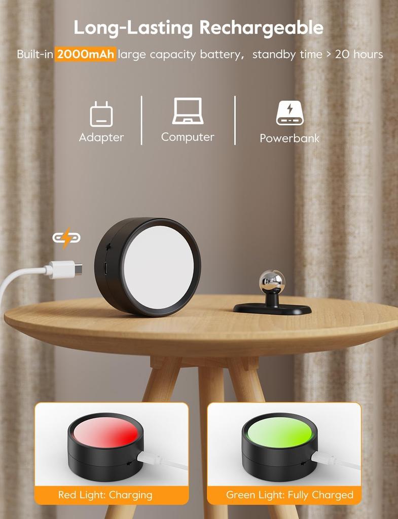 LED Wall Sconces Light, 3 Brightness Levels 3 Color Modes Wall Lights Battery Operated 360° Rotatable Touch Control Wall Lamp