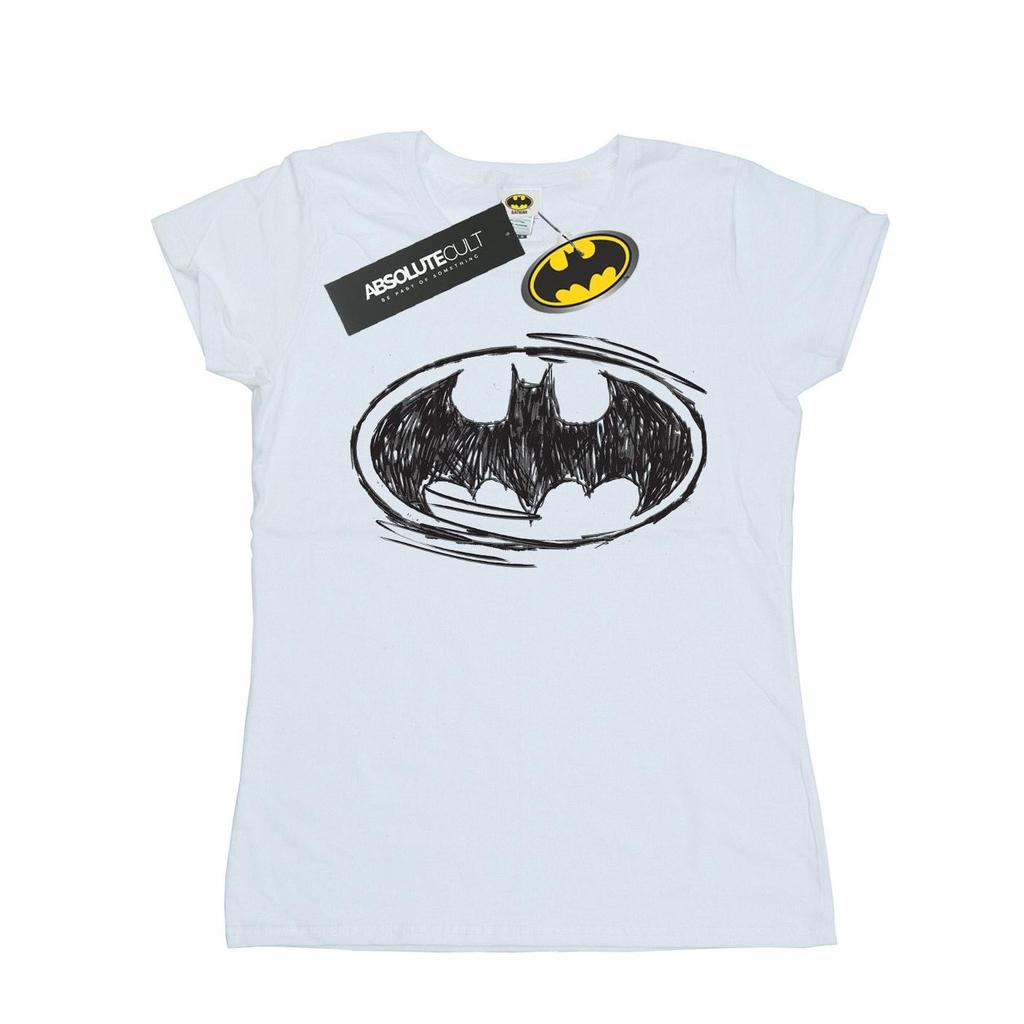 DC Comics Womens/Ladies Batman Sketch Logo Cotton T-Shirt