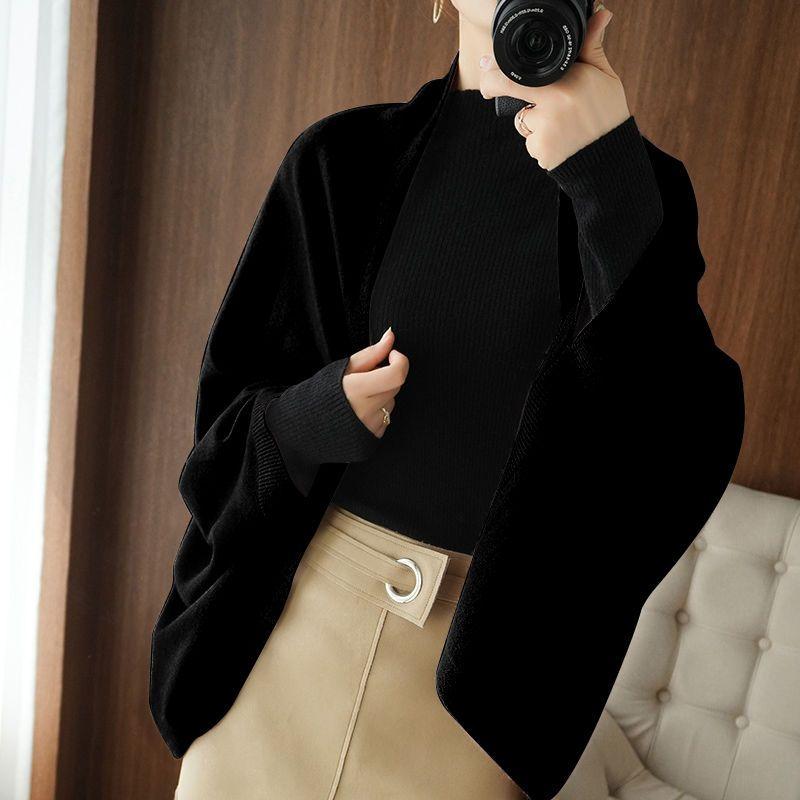 Women's Knitted Poncho Shawl Autumn Winter Knitted Cardigan Soft Warm Knitted Wool Poncho
