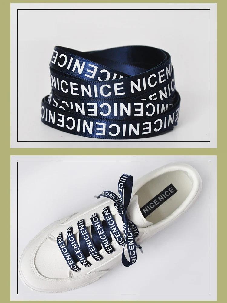 1 пара шнурков для обуви, плоские шнурки с буквенным принтом, ширина 1 см, высококачественные атласные шнурки для обуви, повседневные шнурки для кроссовок, 9 цветов