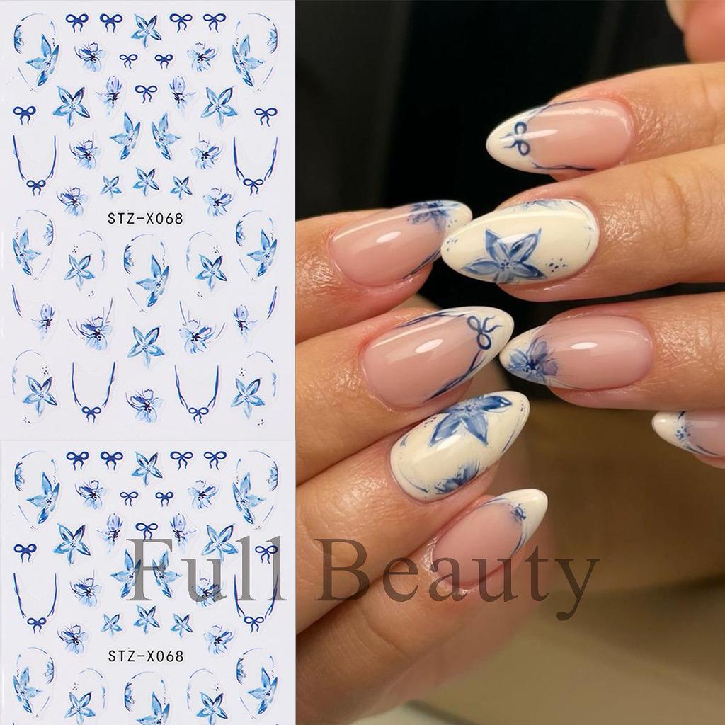 3D наклейки для ногтей Цветочные растения Наклейки для дизайна ногтей Бабочки Цветочные листья Весенние слайдеры Маникюрный декор
