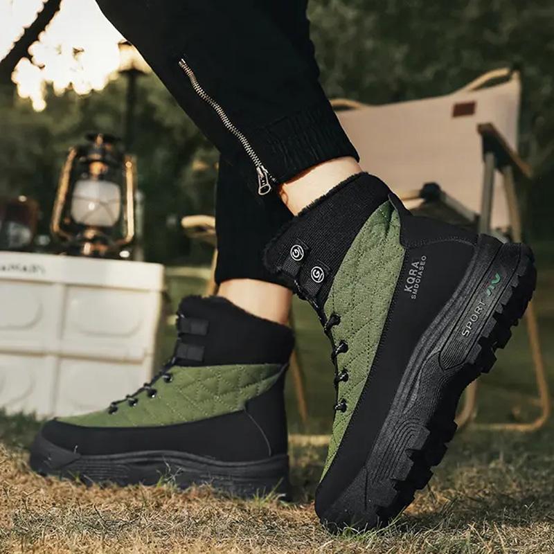 Уличные повседневные теплые зимние ботинки для мужчин, зимние удобные ботинки из бархата и хлопка, модные нескользящие износостойкие рабочие ботинки