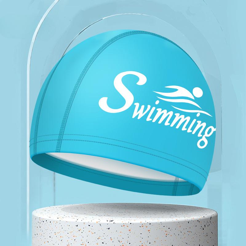 Шапочки для плавания для женщин и мужчин, универсальные, большого размера, для защиты ушей, для купания, водонепроницаемые, с буквенным принтом, из полиуретана