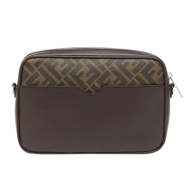 Fendi Сумка через плечо с монограммой FF из кожи и полиэстера Мужские сумки Коричневый 7M0286-AJJ4-F1HR8