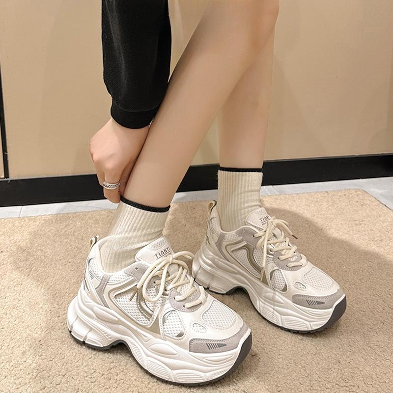 Туфли Daddy Shoes из натуральной кожи для женщин, весна-лето, новые, сетчатые, на платформе, повседневные, универсальные кроссовки