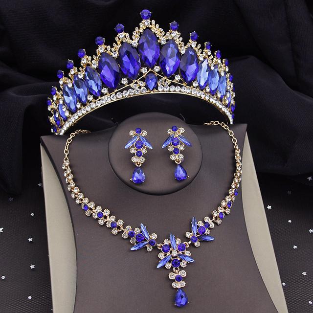 Великолепные хрустальные свадебные комплекты ювелирных изделий для женщин, тиара, корона, ожерелье, серьги, свадебные комплекты, выпускной, комплекты ювелирных изделий в Дубае, конкурс