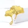 Alloy Ginkgo Biloba Pearl Brooch Niche Creative Women'S Clothing Corsage Ornament Pin