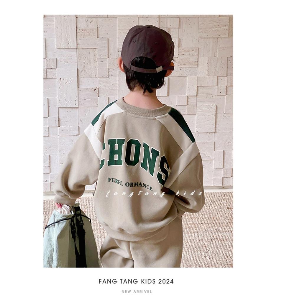 Мальчиковый осенний наряд, Детская одежда, Новый стиль, Детская осенняя толстовка в западном стиле, Комплект из двух предметов, Мальчиковая весенне-осенняя одежда