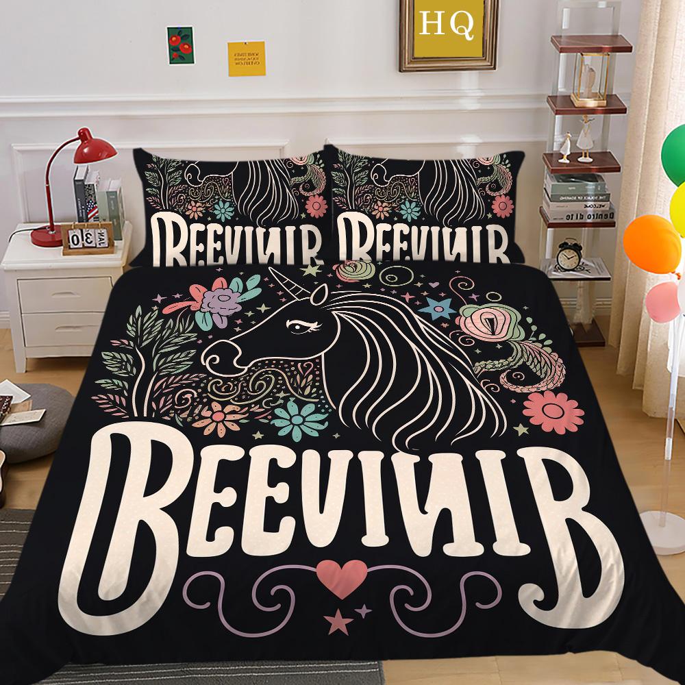 Комплект постельного белья с принтом единорога, чехол King Size, полиэстеровая постельная одежда, детский модный улучшенный домашний текстиль