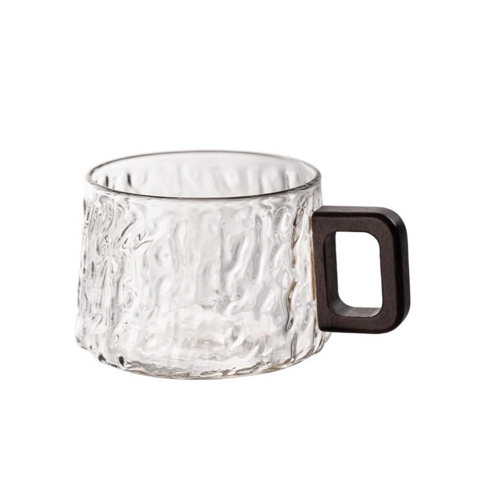 Wooden Handle Glass Tea Cups High Temperature Resistant Water Cups Stylish Milk Juice Cups  Office