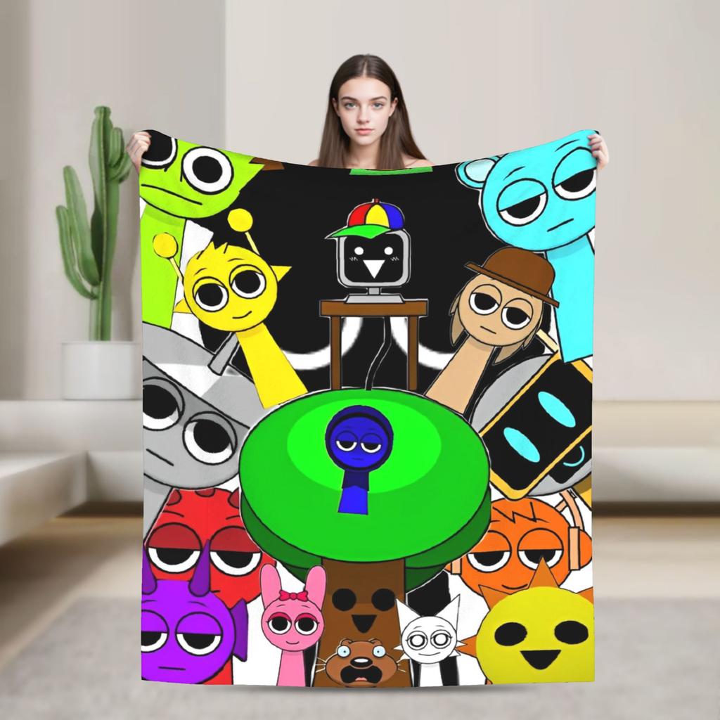 Sprunkis Characters Game Fuzzy Blanket  Funny Throw Blankets for Home 125*100cm Rug Piece