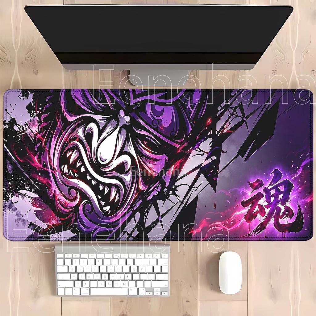 Japanese Ghost Face Anime Nonslip Base Mouse Pad Hd Printing Samurai Devil Mask Gaming Office Accessories Overlock Xxl Desk Mat