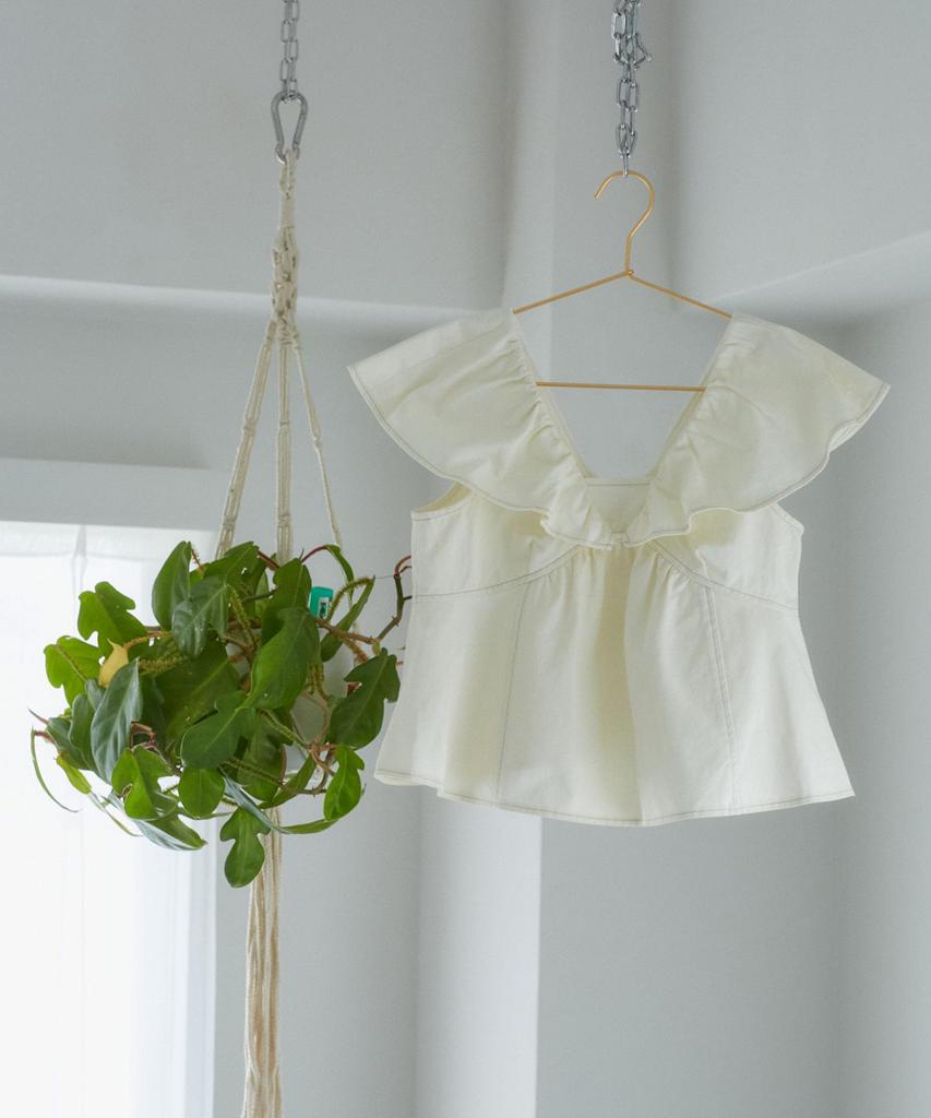 Washable Denim Frill Blouse for Shirosub [BIS] Women's (Suitable Co-ordination), (14)