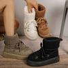 Модные женские зимние ботинки из искусственной замши 2024 года, зимние теплые лыжные ботинки со шнуровкой, короткие ботинки на платформе из синтетической шерсти для отдыха