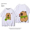 Capibala Capybara Junri MOE Cartoon Short Sleeve T-shirt Male and Female Couples 100% Cotton Loose Clothes Children's Summer