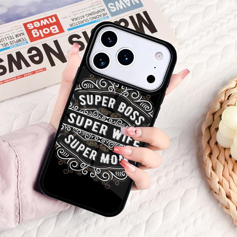 Чехол для телефона 'Жена Мама Босс' для IPhone 17 16e 15 14 13 12 11 Pro Max Air Mini Мягкий Защитный Чехол