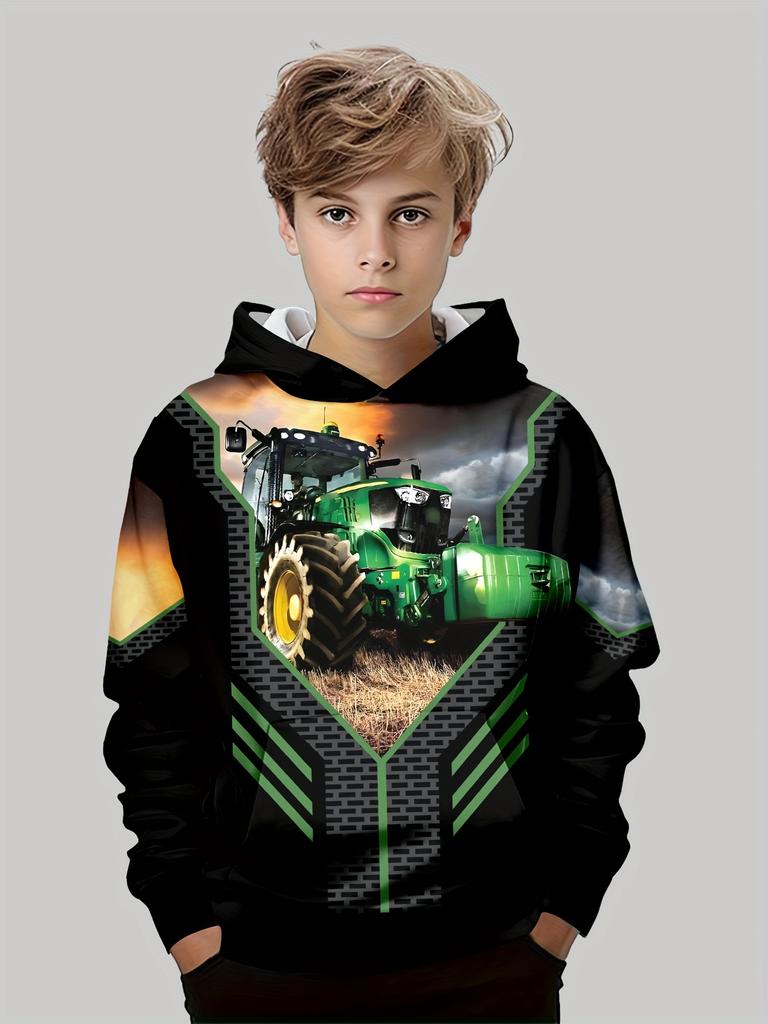 Одежда для мальчиков Футболка с длинным рукавом для девочек Толстовки с капюшоном с рисунком для детей Осенняя детская одежда с принтом машин Модные топы унисекс