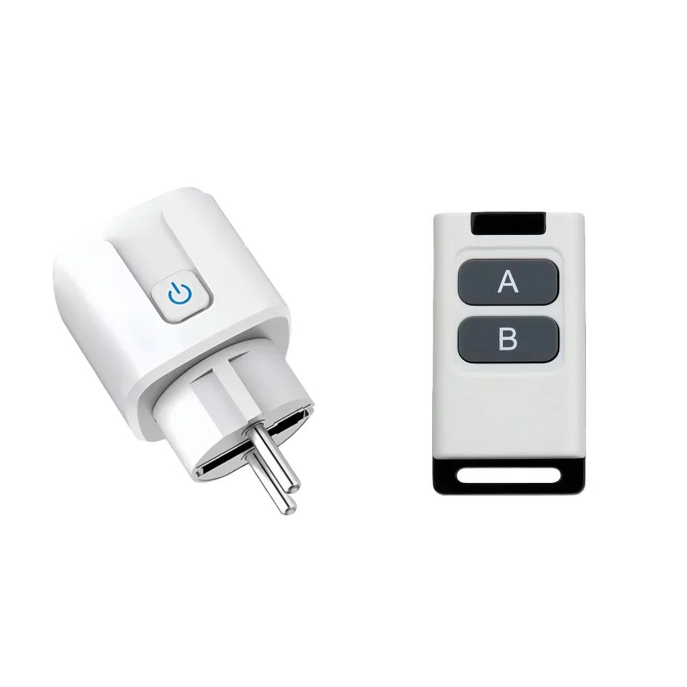Универсальный пульт дистанционного управления Мини электрические розетки 433МГц РЧ умная вилка 220В 15А Одинарные розетки Выключатель для бытовой техники светодиод
