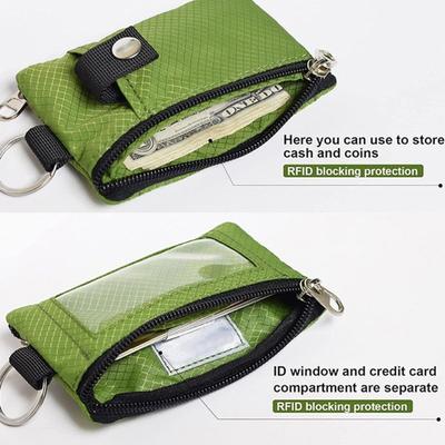 RFID-блокирующий маленький кошелек для женщин Водонепроницаемый дорожный кошелек-брелок Минималистичный мужской тонкий кошелек на молнии с ремешком для карт Значок