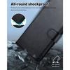 Protective Case - BOOLING - for Samsung Galaxy A36 5G - Black Leather Effect - 2 Tempered Glass - Shockproof
