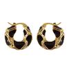 New Vintage Enamel Color Metal Texture Small Circle Hoop Earrings For Women Trendy Gold Plated Statement Ear Buckle Creative Jewelry